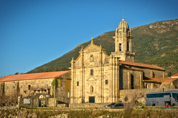 Fototapeta na wymiar Oia Monastery, Galicia, on the Portuguese Way of Saint James by the Coast