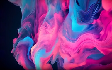 Abstract Background with 3D Waves blue, pink and purple colors. Wallpaper illustration design. Generative AI.