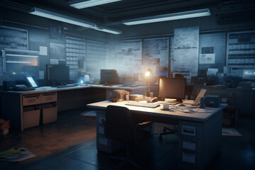 dark retro office interior
