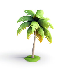 3D design of a palm tree over white background. Generative AI.