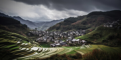Terraced Field Scenery in Southern China

