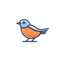 Minimalistic Bird on White Background. Vector Design.
