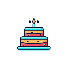 Birthday Cake Icon on White Background. Vector Design.