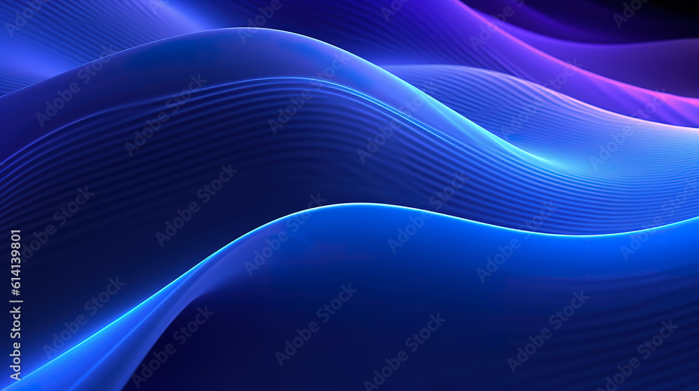Poster blue light lines curve wave abstract background. generative ai