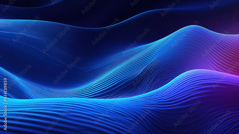 Aufkleber blue light lines curve wave abstract background. generative ai