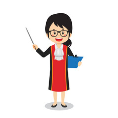 Fototapeta premium Judge Character Presenting Cartoon