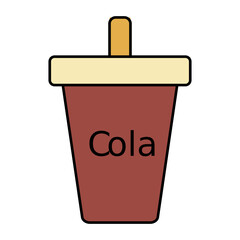 Set of fast food flat icons isolated on beige background