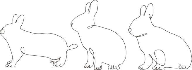 continuous line simple simple bunny set