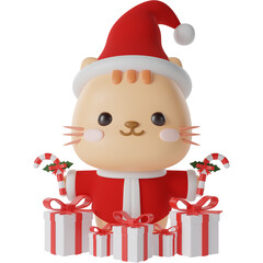 Cute cat Christmas 3d Illustration