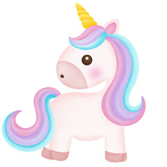 Illustration of a cute unicorn. kawaii unicorn character collection