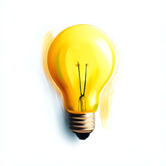 A simple drawn yellow bulb on a white background,  illustration, ideas, creativity
