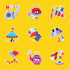 Trendy Pack of Fun Equipment Flat Stickers 

