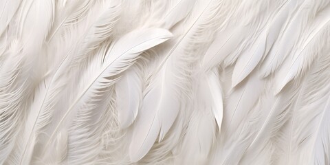 Close up white feathers background Created with generative Ai technology
