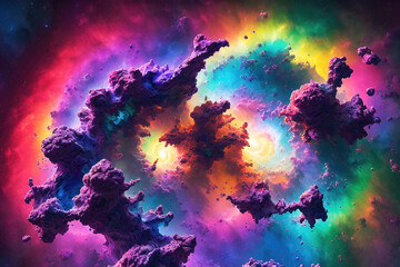 Obraz na płótnie Canvas Nebulas and stars cosmic background, universe with galaxies, nebulae and stars. Generative Ai.