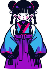 cute doll girl in kimono