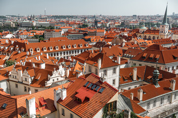 Fototapeta na wymiar Prague rooftop cityscape. Czech Republic