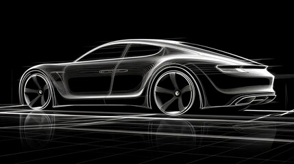 Fototapeta na wymiar Outline drawing of the car. Generative AI.