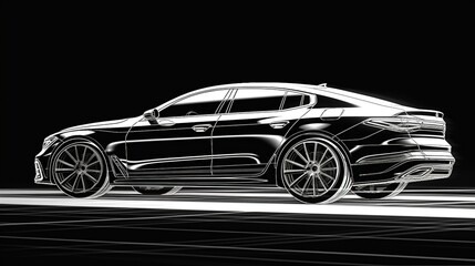 Obraz na płótnie Canvas Outline drawing of the car. Generative AI.