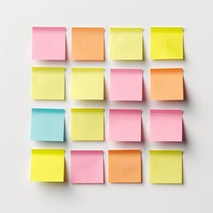 Empty post-its on a white background. Generative AI.