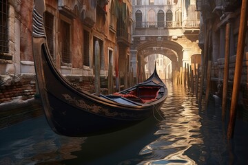 Gondola in Venice. Generative AI. - obrazy, fototapety, plakaty