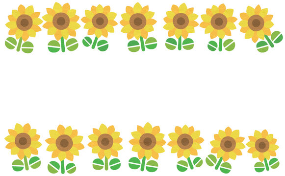 素朴なひまわり-Fresh sunflowers　横に並んで咲く花かざり