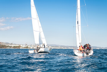 Sailing regatta competition in early morning