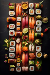 Huge sushi selection - delicious Japanese meal