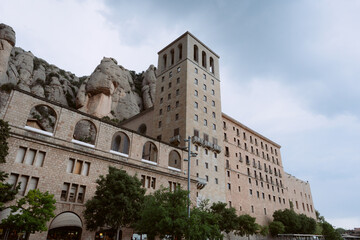02.06.2023 - Montserrat Spain. Mountain and monastery. Landscape on the top. .High quality photo - obrazy, fototapety, plakaty