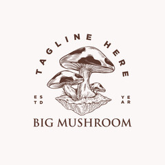 Mushrooms fungi logo design vintage template inspiration