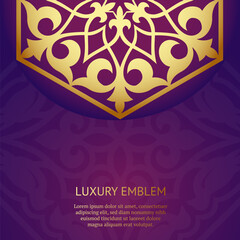 Gold and violet Indian background. Luxury pattern template. Vector abstract design elements. Great for invitation and greeting cards, packaging, flyer, wallpaper or any desired idea. Asian ornament