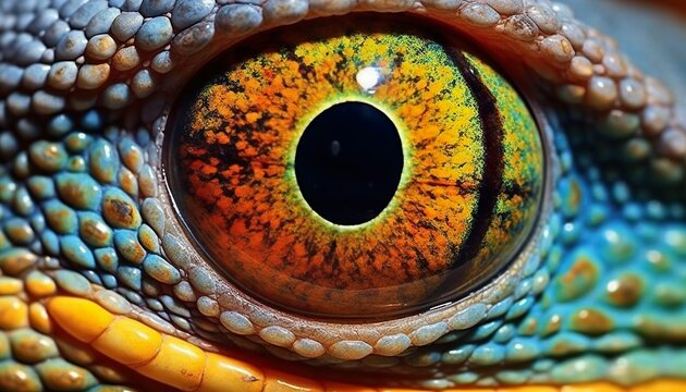 Generative AI, Generativ, KI, Cham&auml;leon Auge, Augen Tiere 