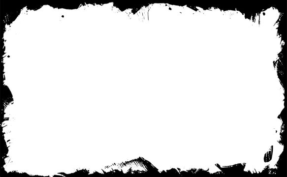 Black frame on white background. Grunge style