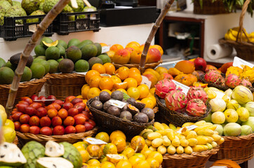 Naklejka na ściany i meble fruits in the Funchal market