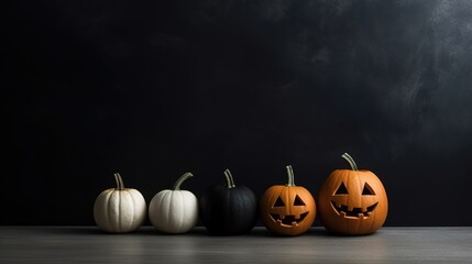 Dark Halloween Pumpkin Decoration with copy space ai generated