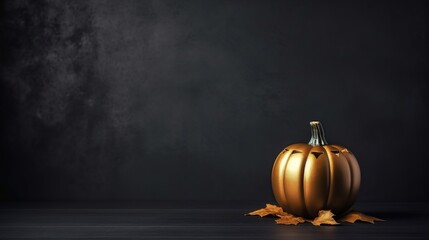 Dark Halloween Pumpkin Decoration with copy space ai generated