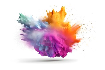  pink, blue, orange, yellow, and purple smoke bombs, are colorful, isolated on a white background , created with Generative AI technology