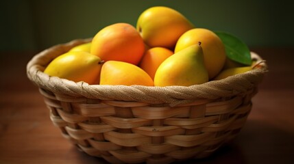 fresh mangoes in a basket. Generative AI