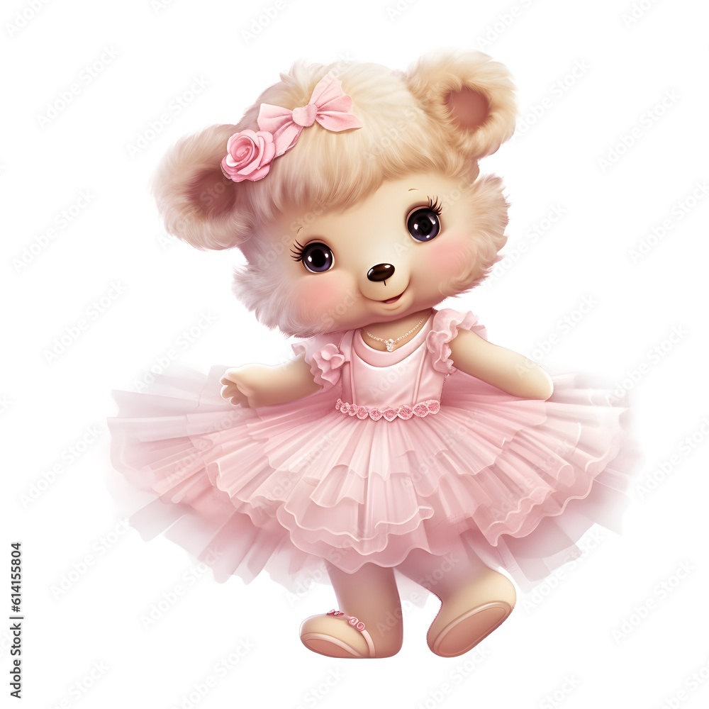 Wall mural Celebrate the magic of ballerina teddy bears in colorful form - Wall murals