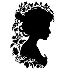 Silhouette of a Women with decorative elements around it (AI)