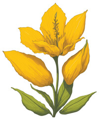 cartoon yellow Canna Lily Flower , clip art , vector , illustration  - obrazy, fototapety, plakaty