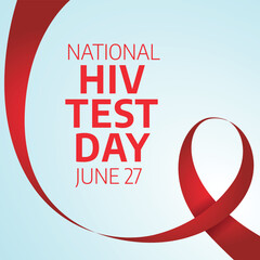 national hiv testing day design template for celebration. hiv testing day. red ribbon for hiv design. ribbon vector design. - obrazy, fototapety, plakaty
