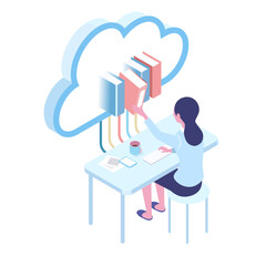 isometric illustration of cloud computing concept illustration