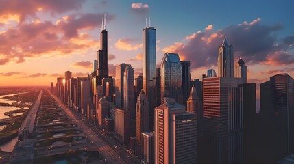 Showcase the stylish elegance of chicago's skyline