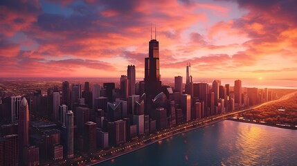 Fototapeta na wymiar Embrace the enchanting ambiance of chicago's skyline