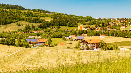 Alpine summer view near Steibis, Oberstaufen, Oberallgaeu, Bavaria, Germany