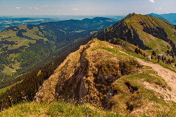 Alpine summer view at Mount Hochgrat, Oberstaufen, Oberallgaeu, Bavaria, Germany