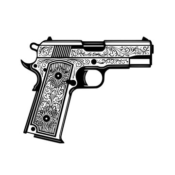 Gun Svg, 1911 Svg, Gun Cut File, Pistol Graphic, Handgun clipart, 1911 Cricut, 45 Gun, Firearm Svg, Sidearm Svg, Gun Vector, Colt 1911 Svg