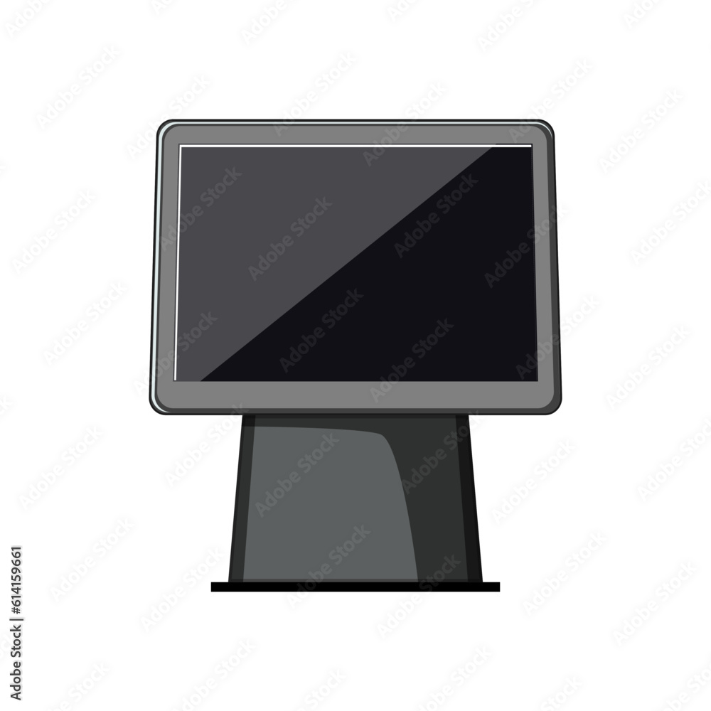 Poster device pos terminal cartoon. machine nfc, bank pay device pos terminal sign. isolated symbol vector 