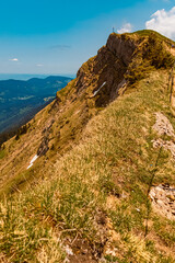 Alpine summer view at Mount Hochgrat, Oberstaufen, Oberallgaeu, Bavaria, Germany