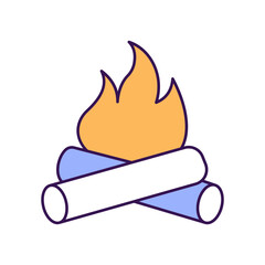 Bonfire Outline with Colors Fill Vector Icon that can easily edit or modify

